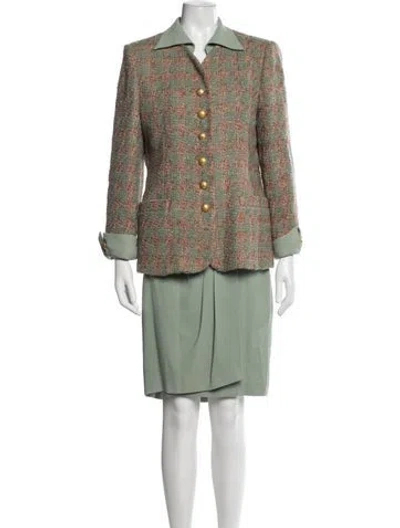 Pre-owned Dior Vintage Wool Skirt Suit In Green