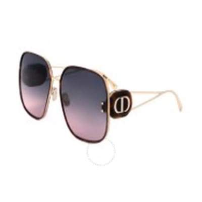Dior Violet Pink Gradient Square Ladies Sunglasses Bobby S1u Cd40050u 10z 64 In Gold / Pink / Violet