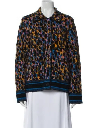 Pre-owned Dior Virgin Wool Animal Print Jacket In Blue