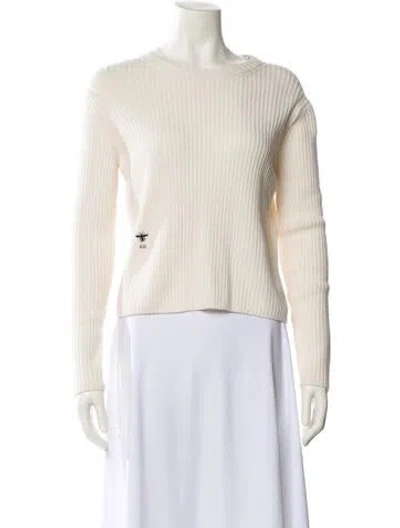 Pre-owned Dior Virgin Wool Bateau Neckline Sweater W/ Tags In Neutral