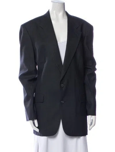 Pre-owned Dior Virgin Wool Blazer In Blue