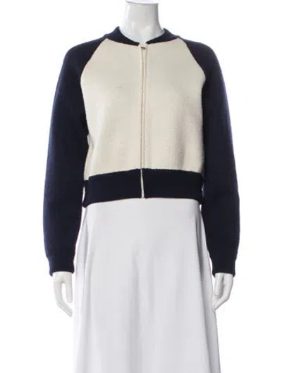 Pre-owned Dior Virgin Wool Bomber Jacket In White