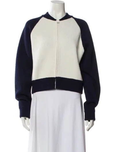 Pre-owned Dior Virgin Wool Colorblock Pattern Bomber Jacket