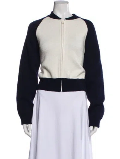 Pre-owned Dior Virgin Wool Colorblock Pattern Bomber Jacket