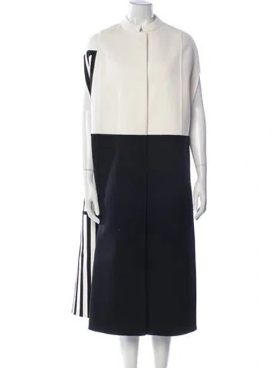 Pre-owned Dior Virgin Wool Colorblock Pattern Coat In Blue