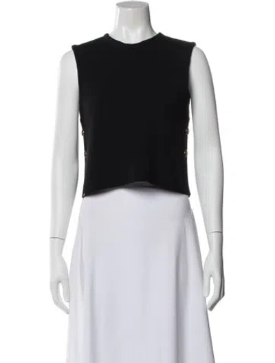 Pre-owned Dior Virgin Wool Crew Neck Crop Top In Black