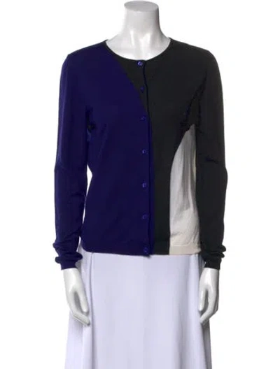 Pre-owned Dior Virgin Wool Crew Neck Sweater In Blue