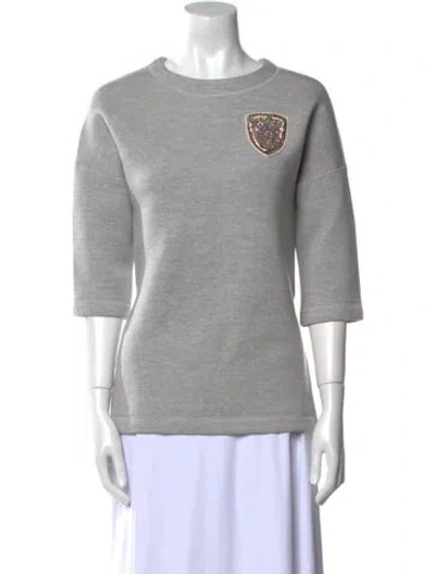 Pre-owned Dior Virgin Wool Crew Neck Sweatshirt In Grey