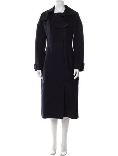 Pre-owned Dior Virgin Wool Faux Fur Coat In Blue