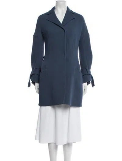 Pre-owned Dior Virgin Wool Fur Coat In Blue