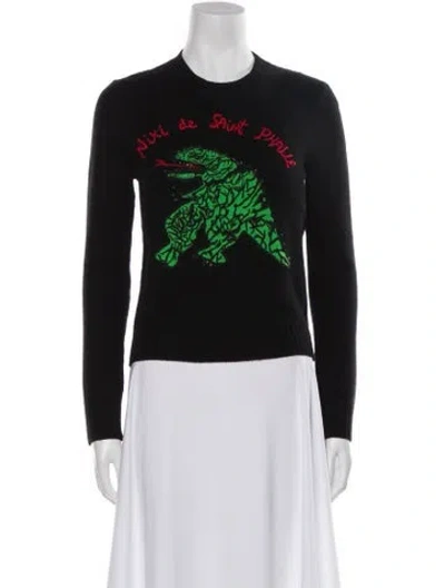 Pre-owned Dior Virgin Wool Graphic Print Sweater In Black
