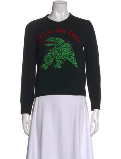Pre-owned Dior Virgin Wool Graphic Print Sweater In Black