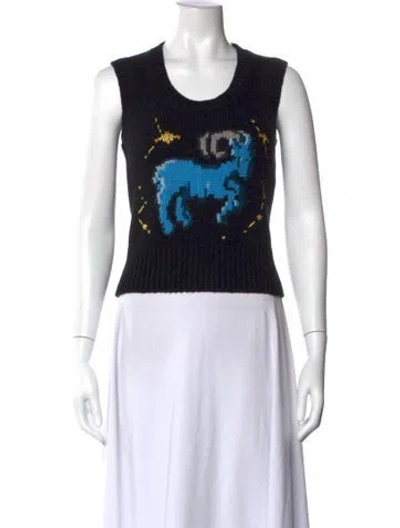 Pre-owned Dior Virgin Wool Graphic Print Sweater In Black