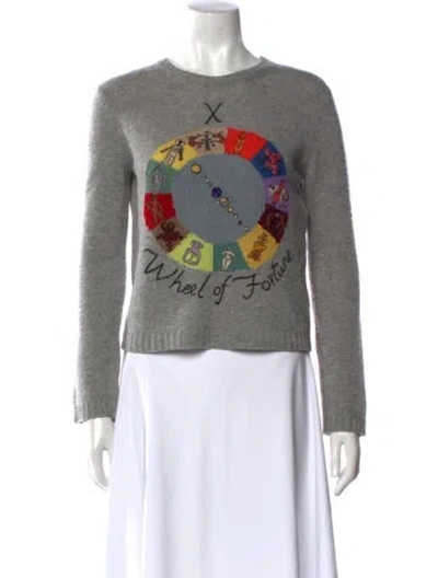 Pre-owned Dior Virgin Wool Graphic Print Sweater In Gray