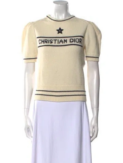 Pre-owned Dior Virgin Wool Graphic Print Sweater In Neutral