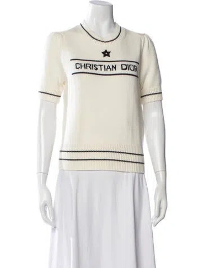 Pre-owned Dior Virgin Wool Graphic Print Sweater In Neutrals