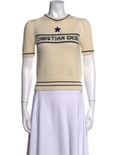Pre-owned Dior Virgin Wool Graphic Print Sweater In Neutrals