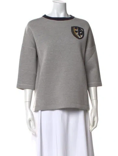 Pre-owned Dior Virgin Wool Graphic Print Sweatshirt In Gray