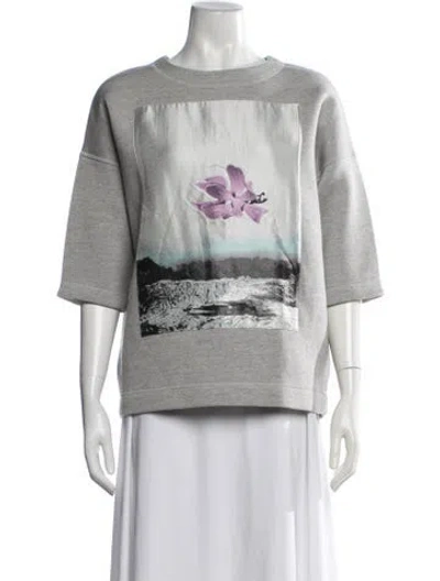 Pre-owned Dior Virgin Wool Graphic Print Sweatshirt In Grey