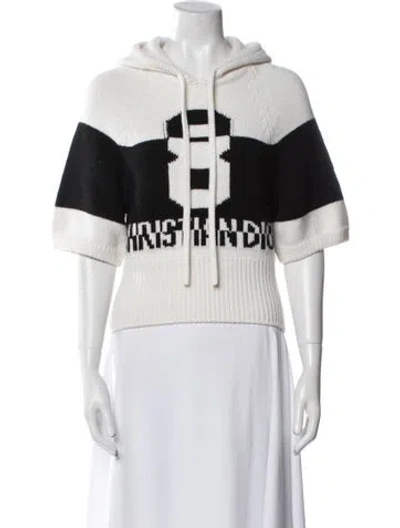 Pre-owned Dior Virgin Wool Graphic Print Sweatshirt In Neutral