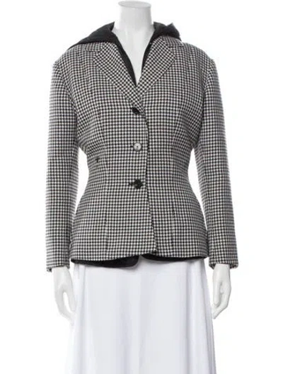 Pre-owned Dior Virgin Wool Houndstooth Print Blazer In Multicolor