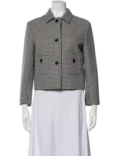 Pre-owned Dior Virgin Wool Houndstooth Print Blazer In Multicolor