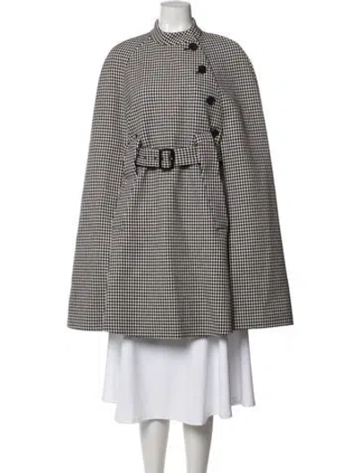 Pre-owned Dior Virgin Wool Houndstooth Print Cape In Black/white