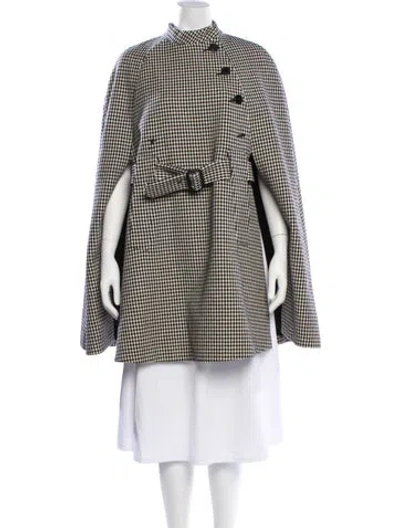 Pre-owned Dior Virgin Wool Houndstooth Print Coat In White