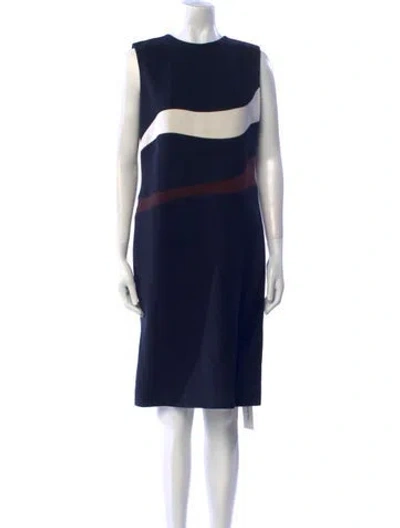 Pre-owned Dior Virgin Wool Knee-length Dress In Blue