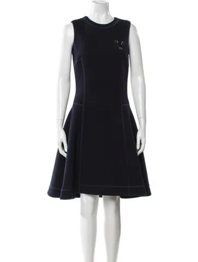 Pre-owned Dior Virgin Wool Knee-length Dress In Blue