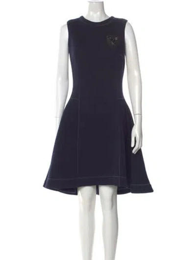 Pre-owned Dior Virgin Wool Knee-length Dress In Blue