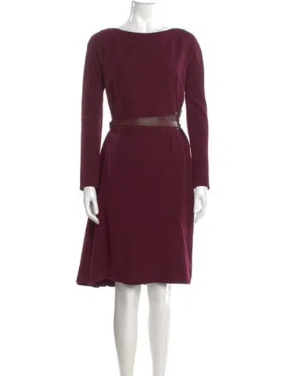 Pre-owned Dior Virgin Wool Knee-length Dress In Burgundy