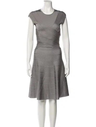 Pre-owned Dior Virgin Wool Knee-length Dress In Gray