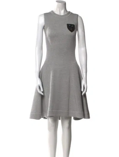 Pre-owned Dior Virgin Wool Knee-length Dress In Gray