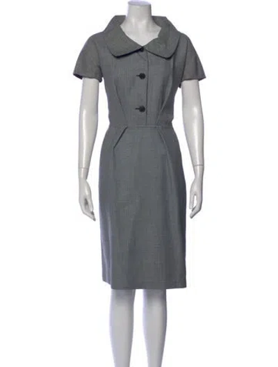 Pre-owned Dior Virgin Wool Knee-length Dress In Gray