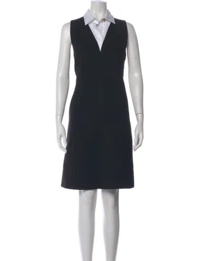 Pre-owned Dior Virgin Wool Knee-length Dress W/ Tags In Blue