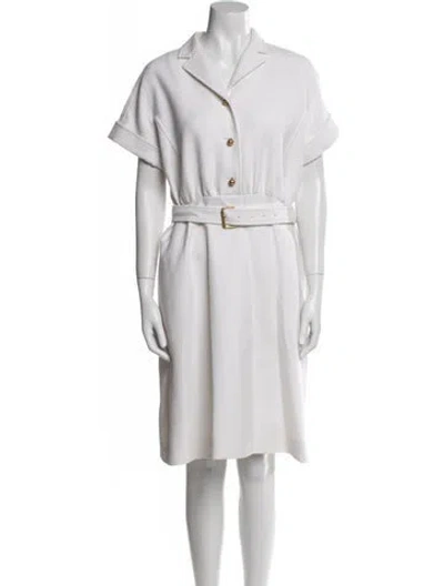 Pre-owned Dior Virgin Wool Knee-length Dress In White