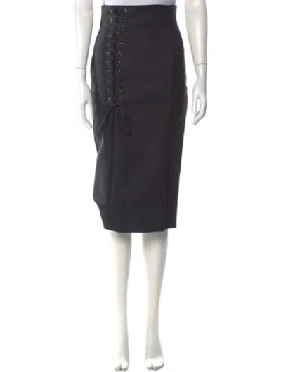 Pre-owned Dior Virgin Wool Knee-length Skirt In Gray