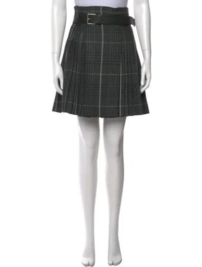 Pre-owned Dior Virgin Wool Knee-length Skirt In Gray