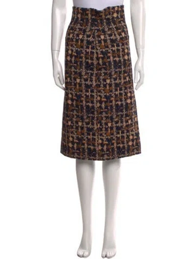 Pre-owned Dior Virgin Wool Knee-length Skirt In Multi