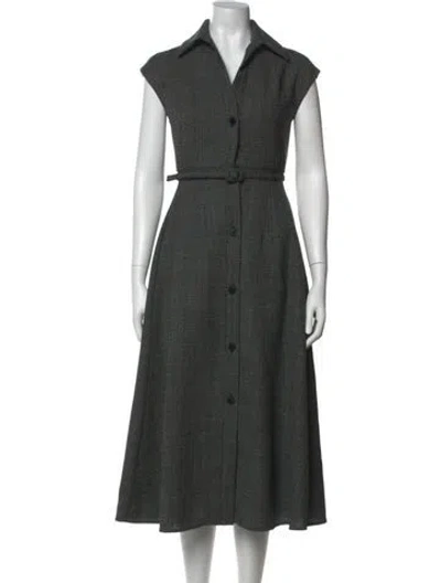 Pre-owned Dior Virgin Wool Midi Length Dress In Gray