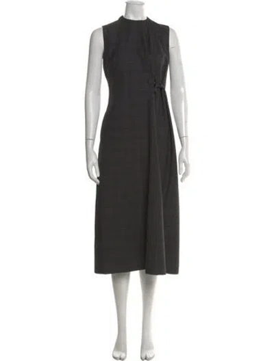 Pre-owned Dior Virgin Wool Midi Length Dress In Gray