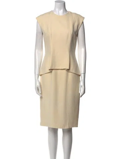 Pre-owned Dior Virgin Wool Midi Length Dress In Neutral