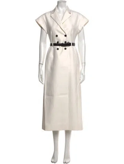 Pre-owned Dior Virgin Wool Midi Length Dress In Neutrals