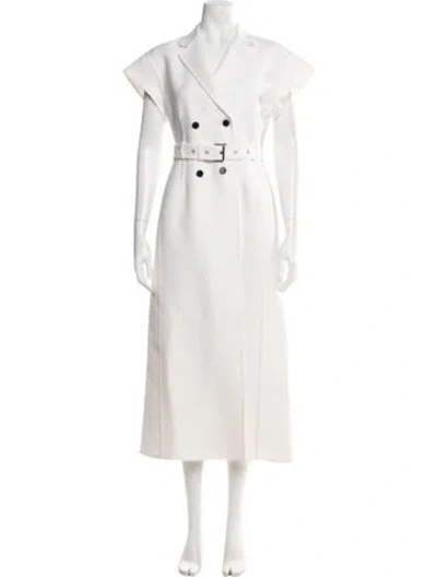 Pre-owned Dior Virgin Wool Midi Length Dress In White