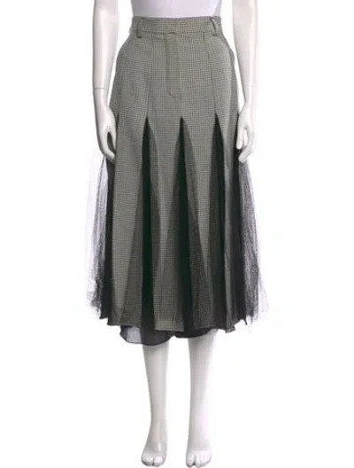 Pre-owned Dior Virgin Wool Midi Length Skirt In Black
