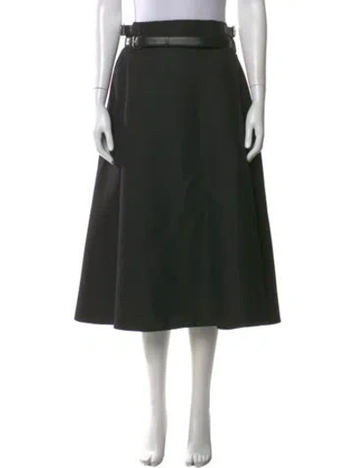 Pre-owned Dior Virgin Wool Midi Length Skirt In Black