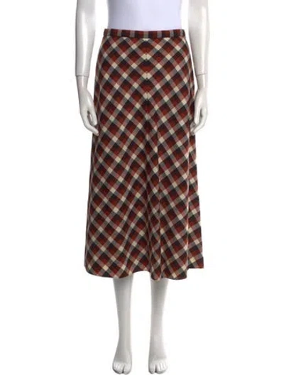 Pre-owned Dior Virgin Wool Midi Length Skirt In Brown