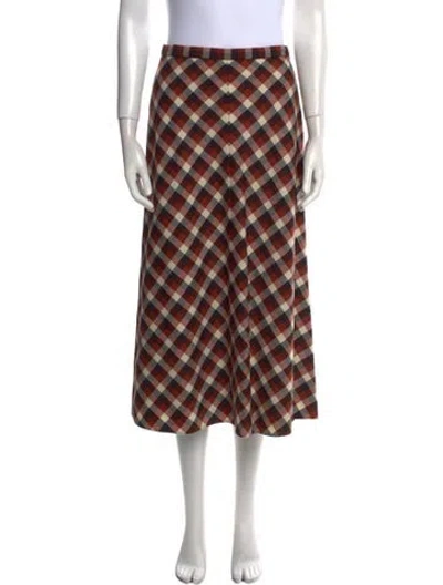 Pre-owned Dior Virgin Wool Midi Length Skirt In Brown