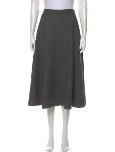 Pre-owned Dior Virgin Wool Midi Length Skirt In Gray